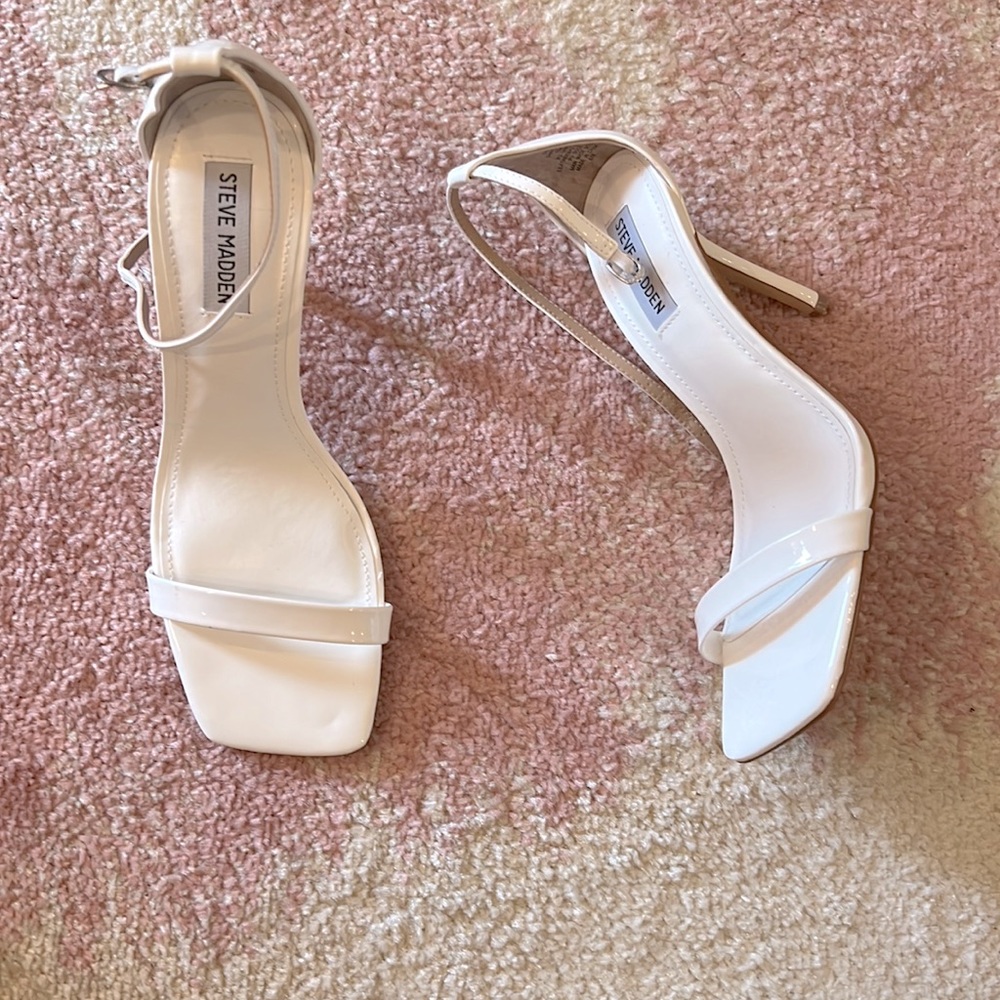 White, Steve Madden strappy sandals. Size 10, worn once.